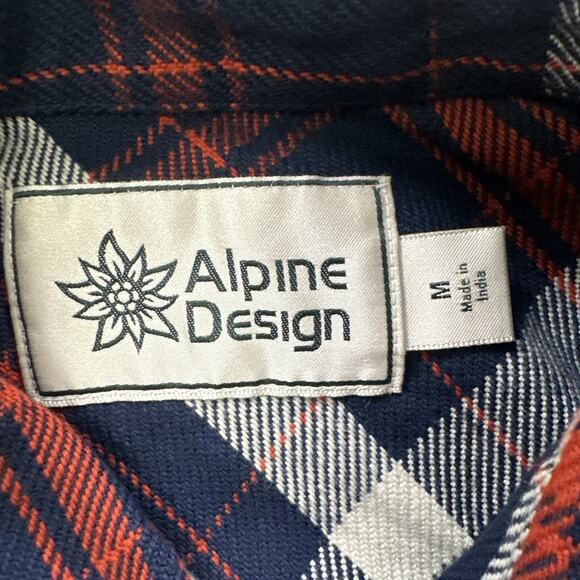 Alpine Design Mens Medium Heavyweight Flannel Shirt Red White Blue Plaid New - Picture 3 of 8